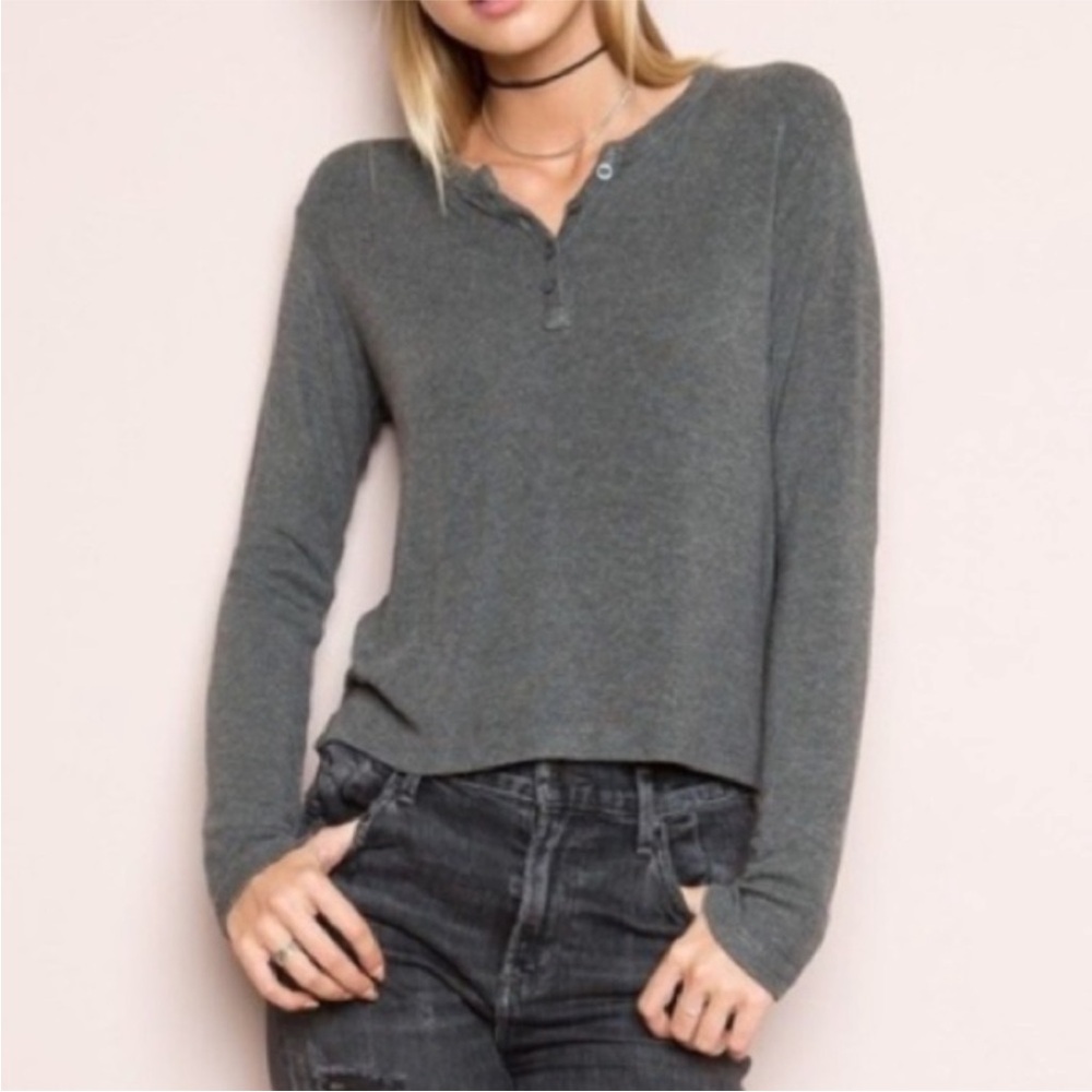 Brandy Melville Gray Henley Top